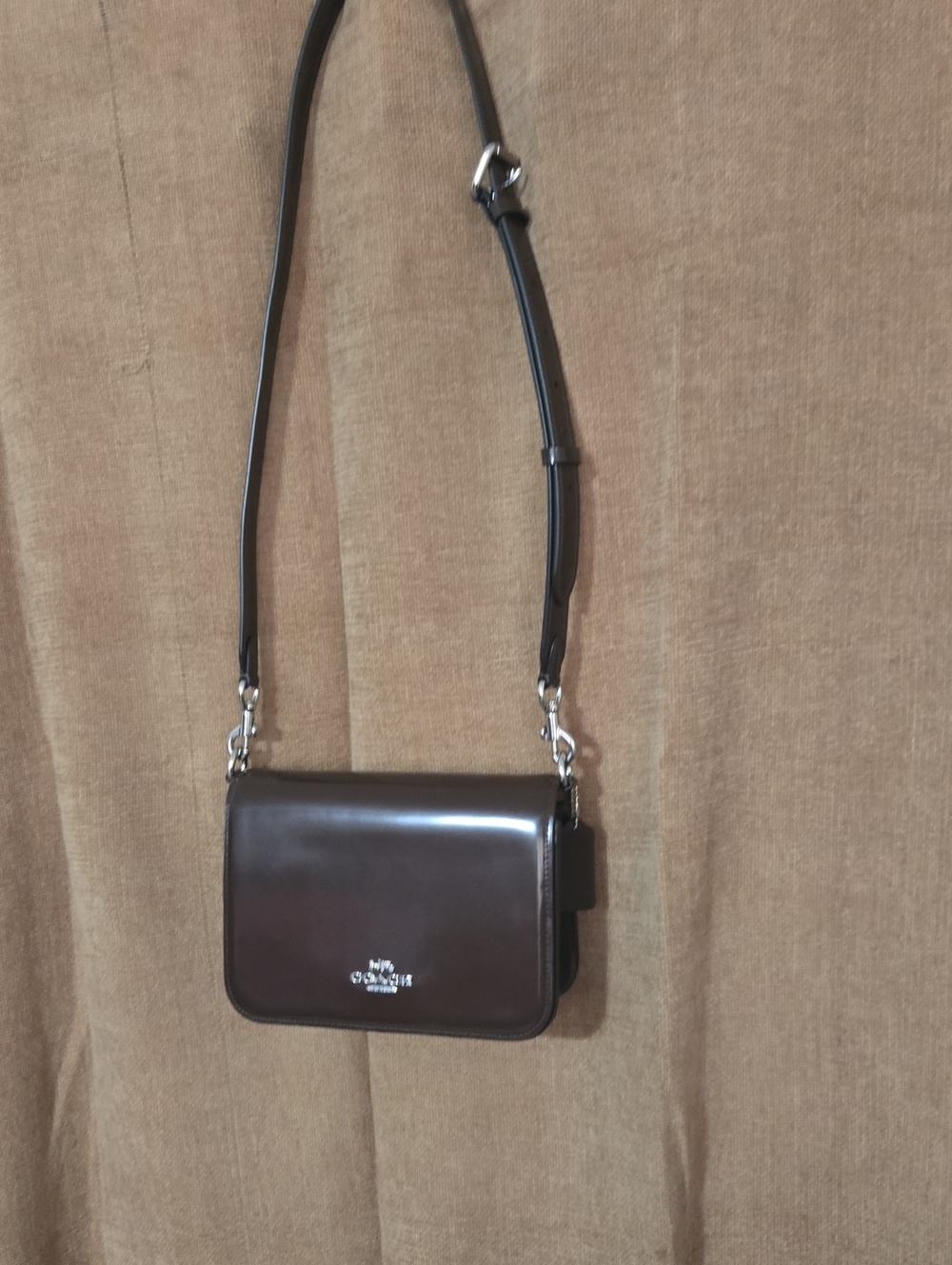 Coach Chocolate Brown Leather Shoulder Bag with Silver Hardware